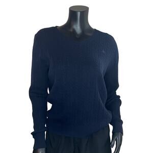 IZOD-Women’s V-NeckBlue Women’s Large Cotton Sweater